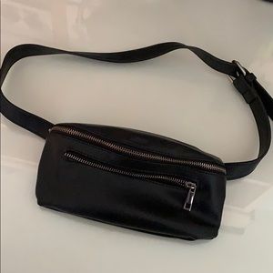 Black leather fanny pack